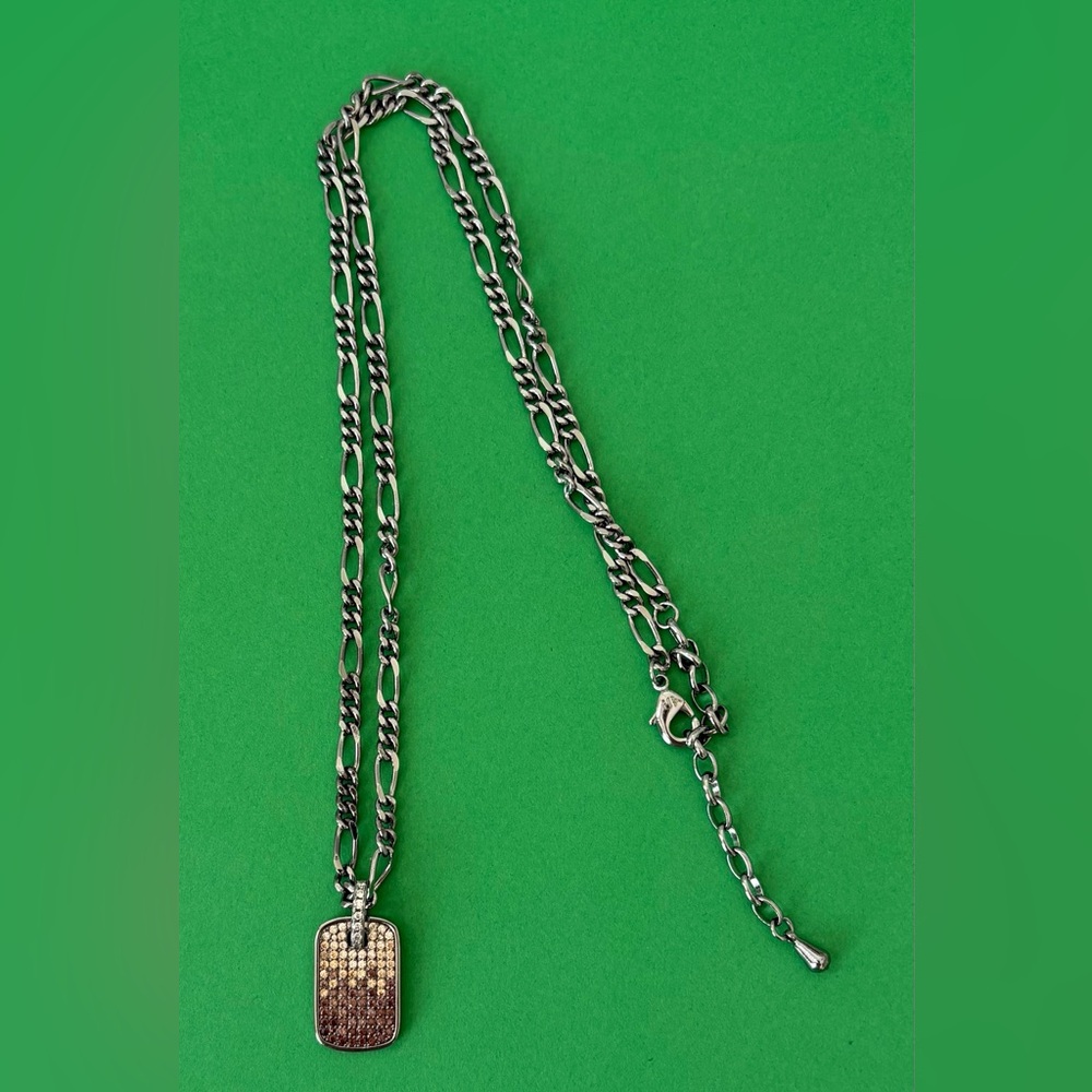 BOMB PARTY Gunmetal Necklace with Brown Toned Crystals